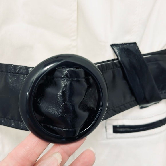 Via Spiga Women’s Ivory & Black Belted Midi Trench Coat 100% Cotton Sz XS NWOT - Picture 6 of 14